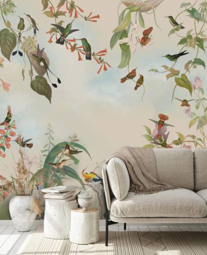 fond d'écran paysages botaniques et oiseaux