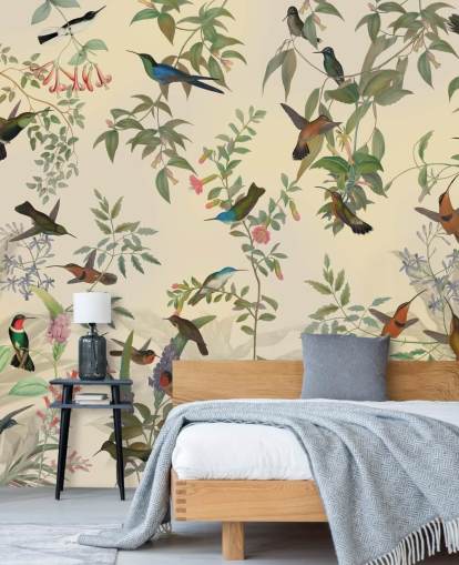 veel vogels in jungle behang