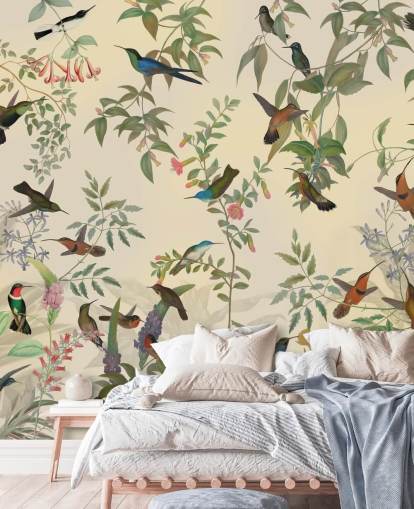 lots of birds in jungle wallpaper