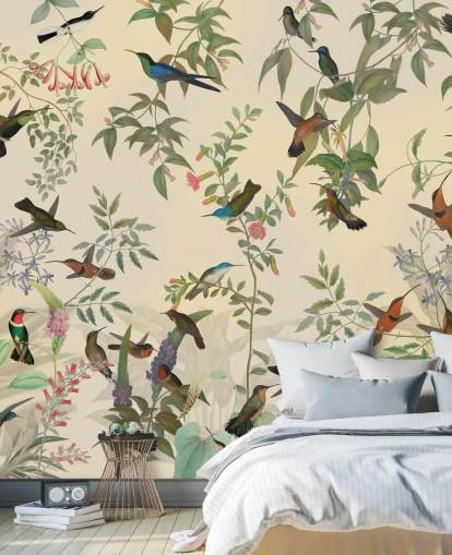 lots of birds in jungle wallpaper
