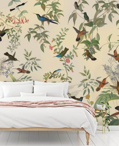 beaucoup d'oiseaux dans le papier peint de la jungle