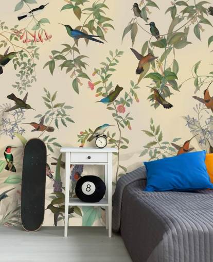 lots of birds in jungle wallpaper