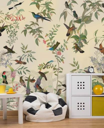 lots of birds in jungle wallpaper