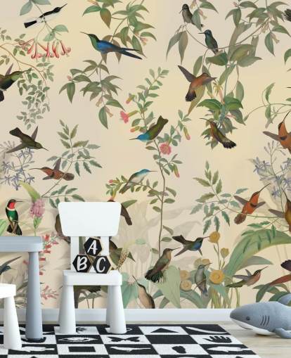lots of birds in jungle wallpaper