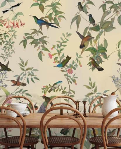 lots of birds in jungle wallpaper