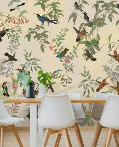 lots of birds in jungle wallpaper