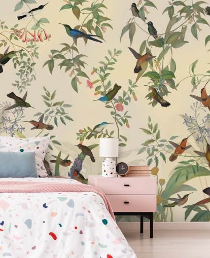 beaucoup d'oiseaux dans le papier peint de la jungle