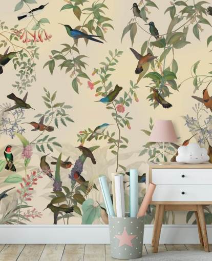 lots of birds in jungle wallpaper