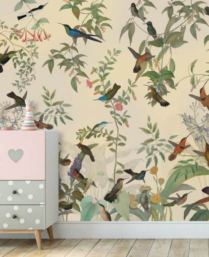 lots of birds in jungle wallpaper