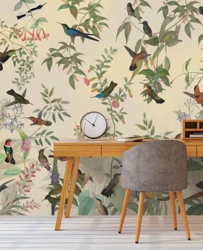 lots of birds in jungle wallpaper