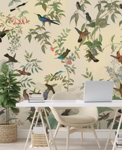 lots of birds in jungle wallpaper
