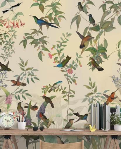 lots of birds in jungle wallpaper
