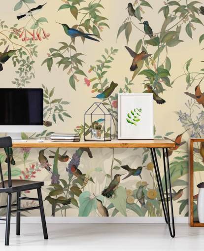 lots of birds in jungle wallpaper