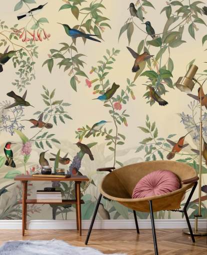 lots of birds in jungle wallpaper
