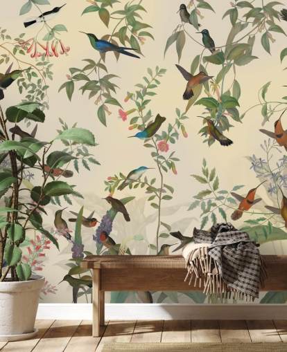 lots of birds in jungle wallpaper