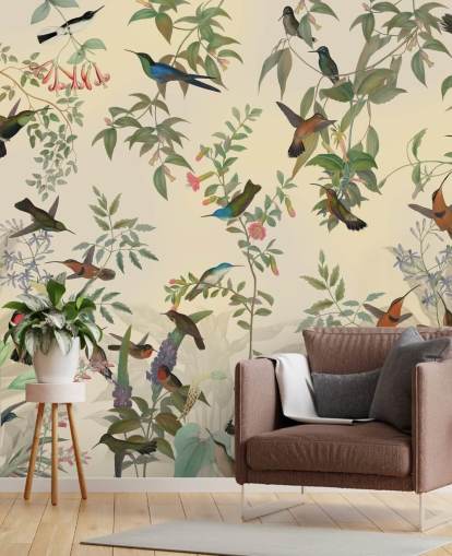 fondo de pantalla de muchos pájaros en la selva