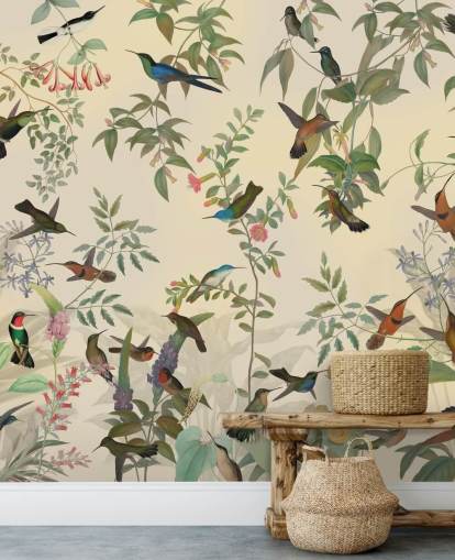 lots of birds in jungle wallpaper