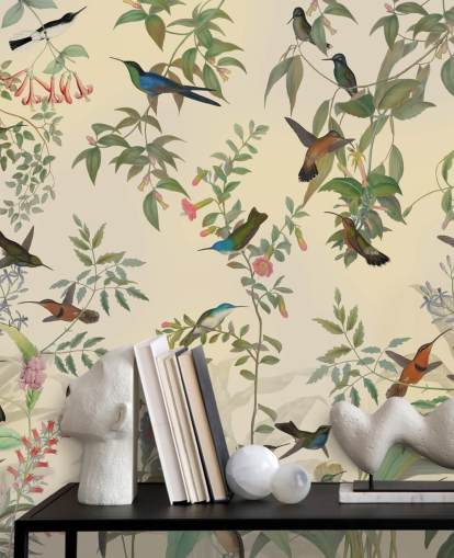 lots of birds in jungle wallpaper