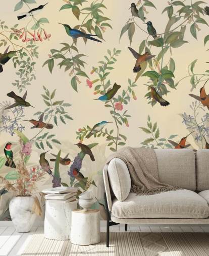 beaucoup d'oiseaux dans le papier peint de la jungle