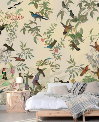 lots of birds in jungle wallpaper