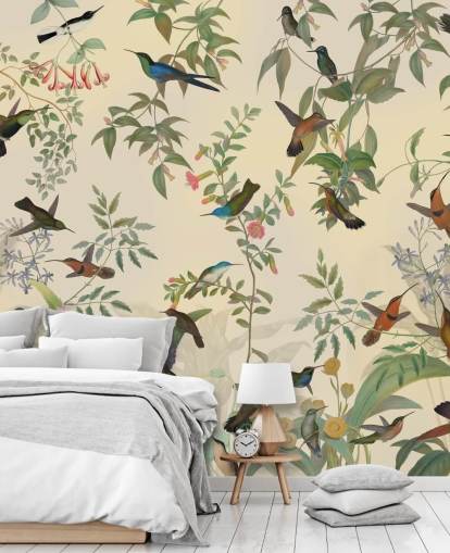 lots of birds in jungle wallpaper