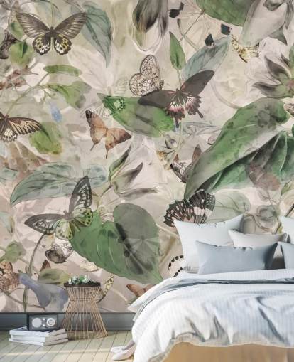 butterflies and leaves wallpaper