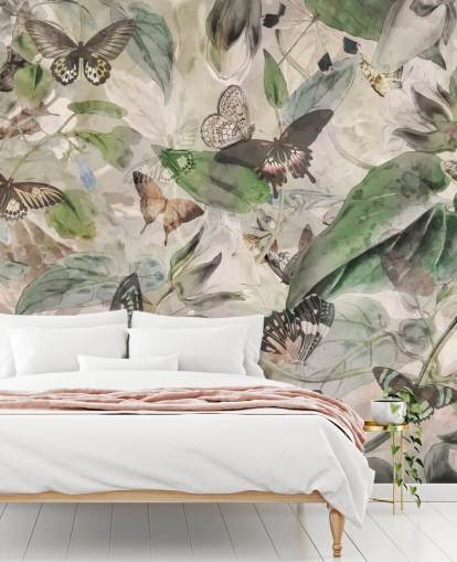 butterflies and leaves wallpaper