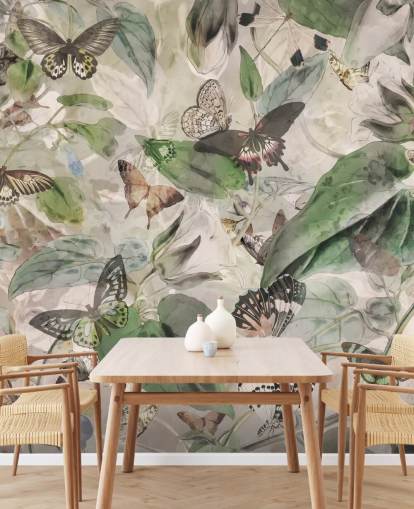 butterflies and leaves wallpaper