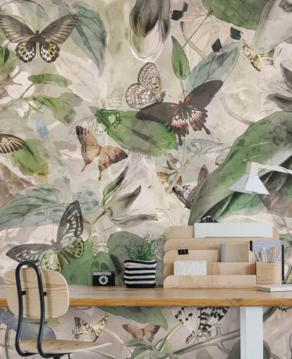 butterflies and leaves wallpaper