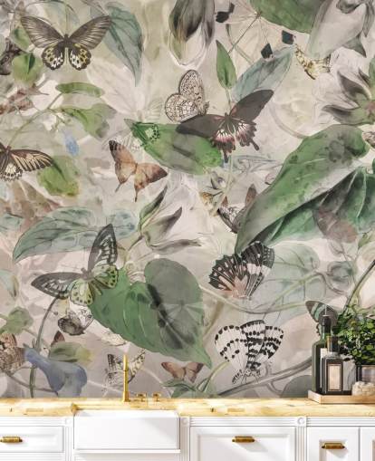 butterflies and leaves wallpaper
