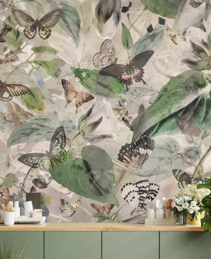 papier peint papillons et feuilles papier peint papillons et feuilles