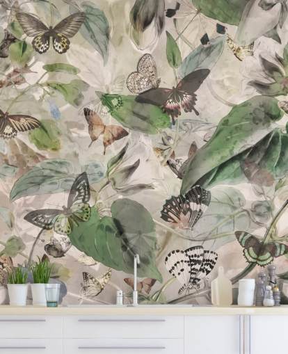 butterflies and leaves wallpaper