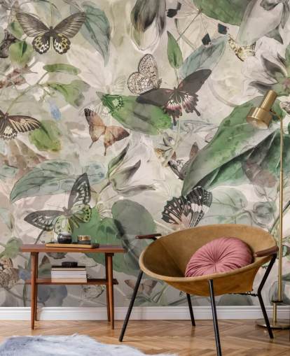 butterflies and leaves wallpaper