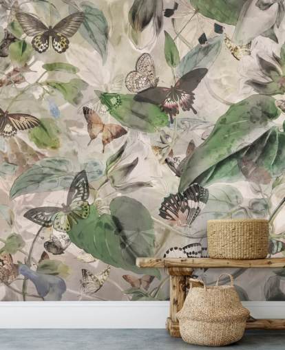 butterflies and leaves wallpaper