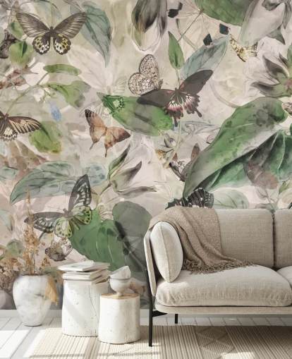 butterflies and leaves wallpaper