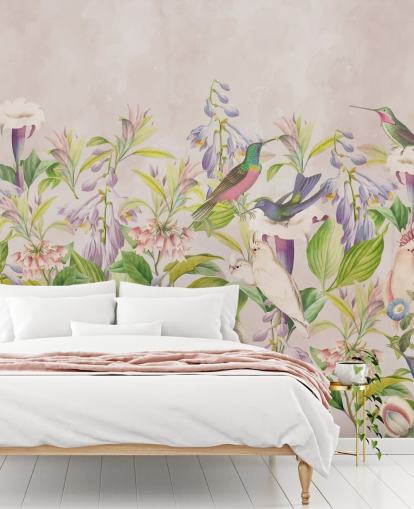 Kolibris und Blumentapete Kolibris und Blumentapete