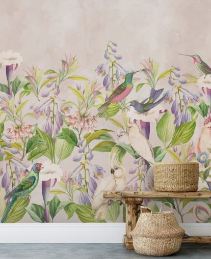 papel pintado de colibríes y flores papel pintado de colibríes y flores