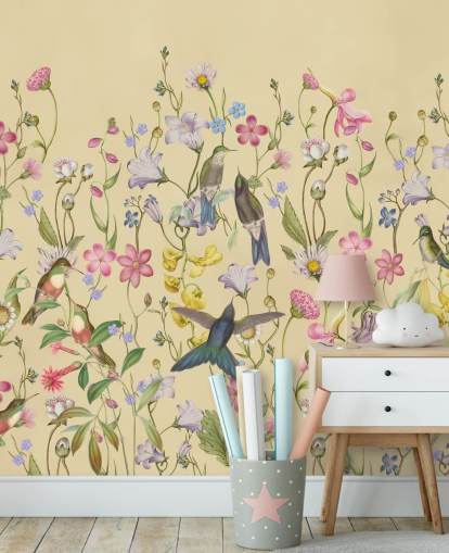 chinoiserie pastel bloemen en vogels behang chinoiserie pastel bloemen en vogels behang