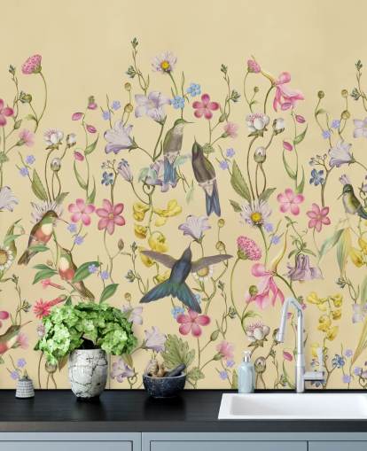 chinoiserie pastel flowers and birds wallpaper chinoiserie pastel flowers and birds wallpaper