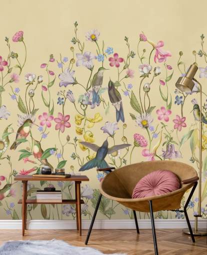 chinoiserie pastell blommor och fåglar tapeter chinoiserie pastell blommor och fåglar tapeter