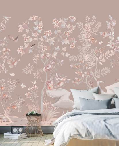 pastell rosa chinoiserie tapet