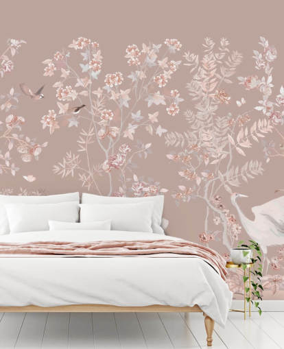pastell rosa chinoiserie tapet