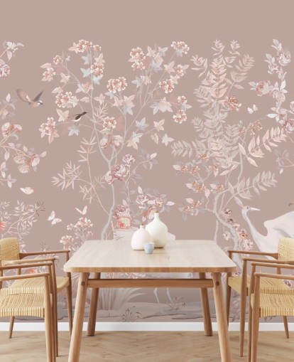 papel pintado pastel pink chinoiserie