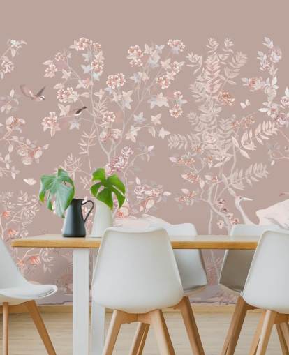 papel pintado pastel pink chinoiserie