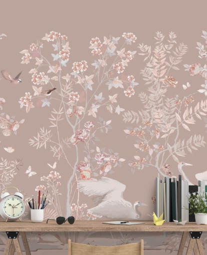 pastel pink chinoiserie tapet pastel pink chinoiserie tapet