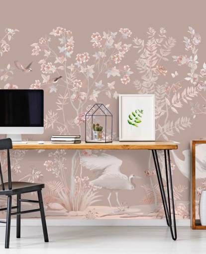 papel pintado pastel pink chinoiserie