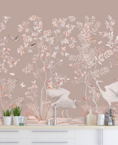 papel pintado pastel pink chinoiserie papel pintado pastel pink chinoiserie