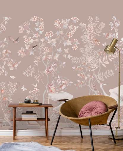 pastell rosa chinoiserie tapet