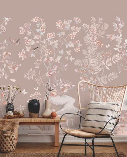 papel pintado pastel pink chinoiserie