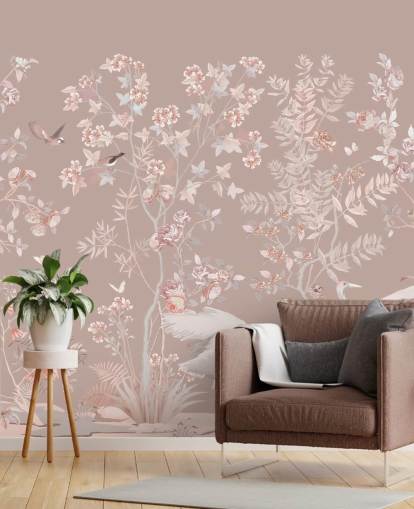 pastell rosa chinoiserie tapet